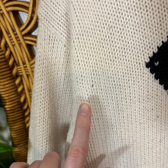 Scottie Dog Plaid Bow Novelty Knit Sweater Cream Black Red | Bright Winter - Picture 5 of 11